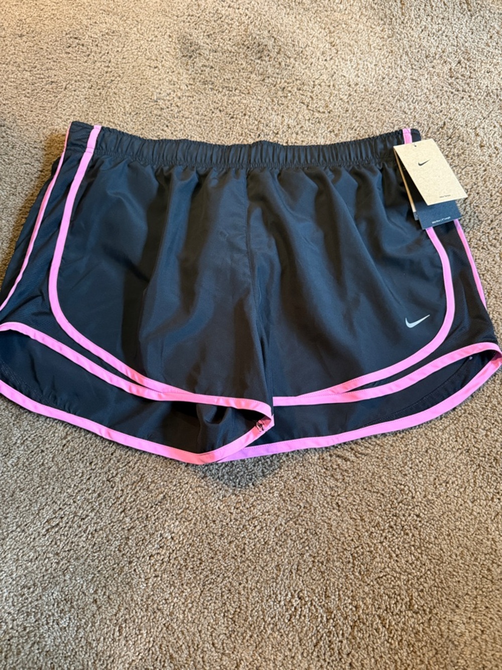Nike Women’s Black Athletic Shorts with Pink Piping Size XL NWT